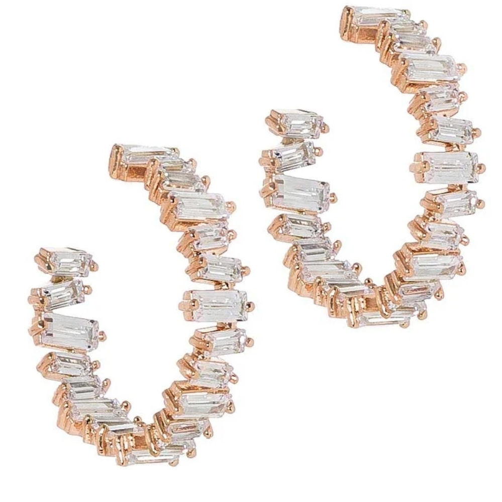 Hestia Inside and out hoop with hand set high quality CZ, Rose Gold finish
